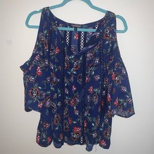 Express Cold shoulder Floral Blouse